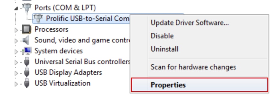 COM vers USB sur Windows 10