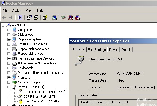 propriedades da porta serial