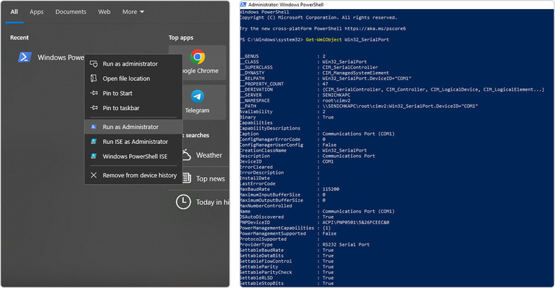Enable COMports via PowerShell
