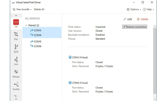 Verify the Created Virtual COM Ports
