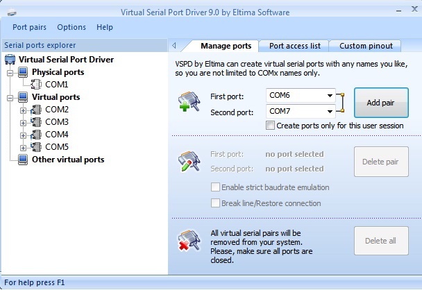 Interfaz de software de puerto serie virtual Interfaz de software de puerto serie virtual