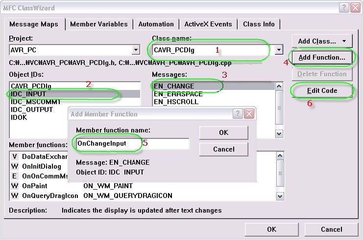 Fügen Sie ein onChange-Ereignis für IDC_INPUT hinzu