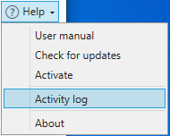 “Activity log” option