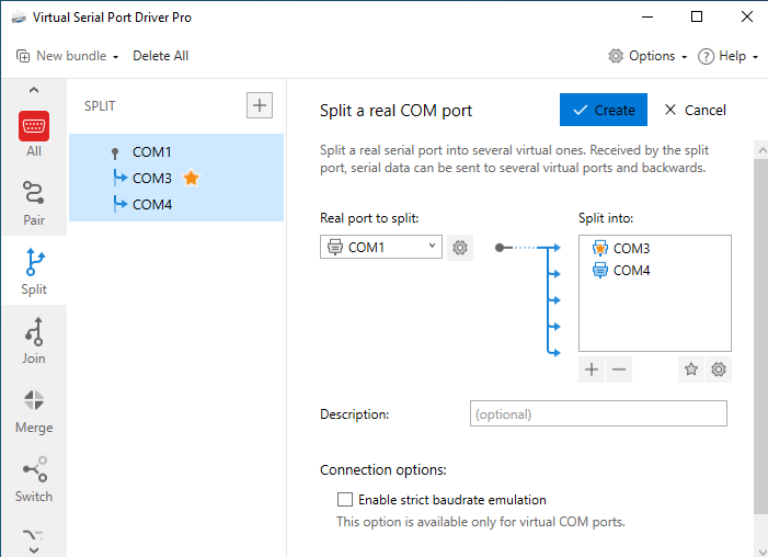 Select a real port which will be split