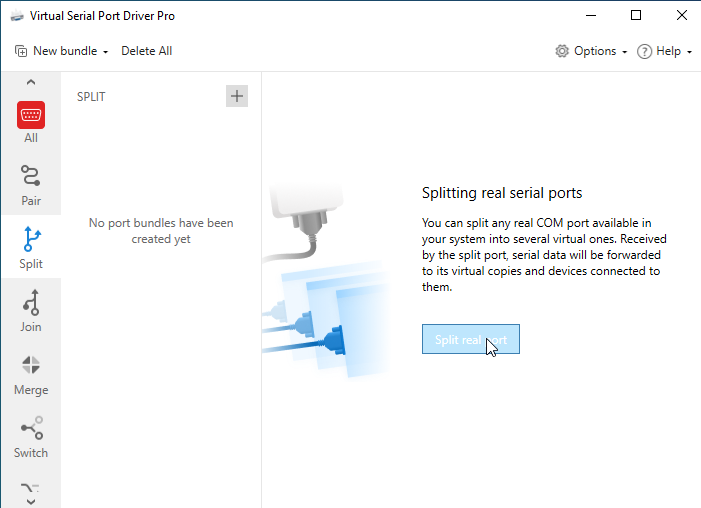 Select a real port which will be split Select a real port which will be split