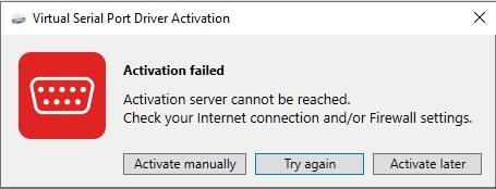 Virtual Serial Port Driver activation