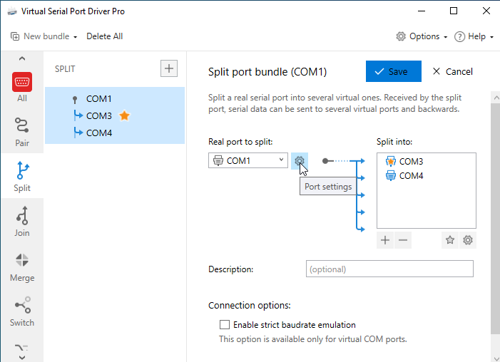 settings panel