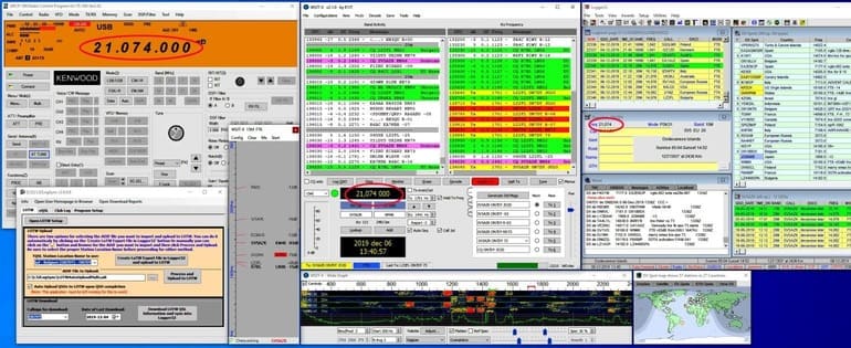 Transceiver was switched to the 21.074 MHz