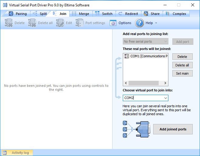 Select a virtual port to join into Select a virtual port to join into