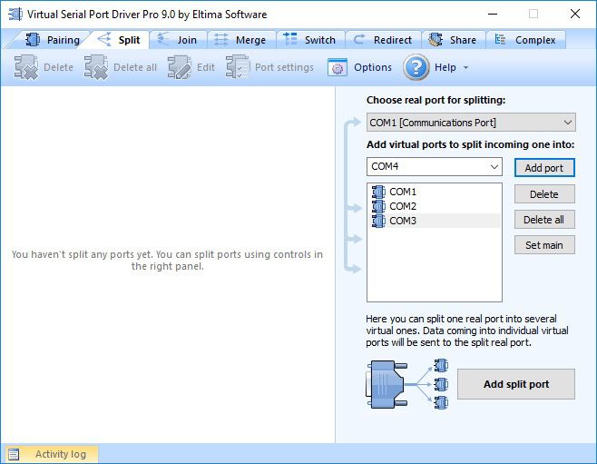 Select a real port which will be split Select a real port which will be split